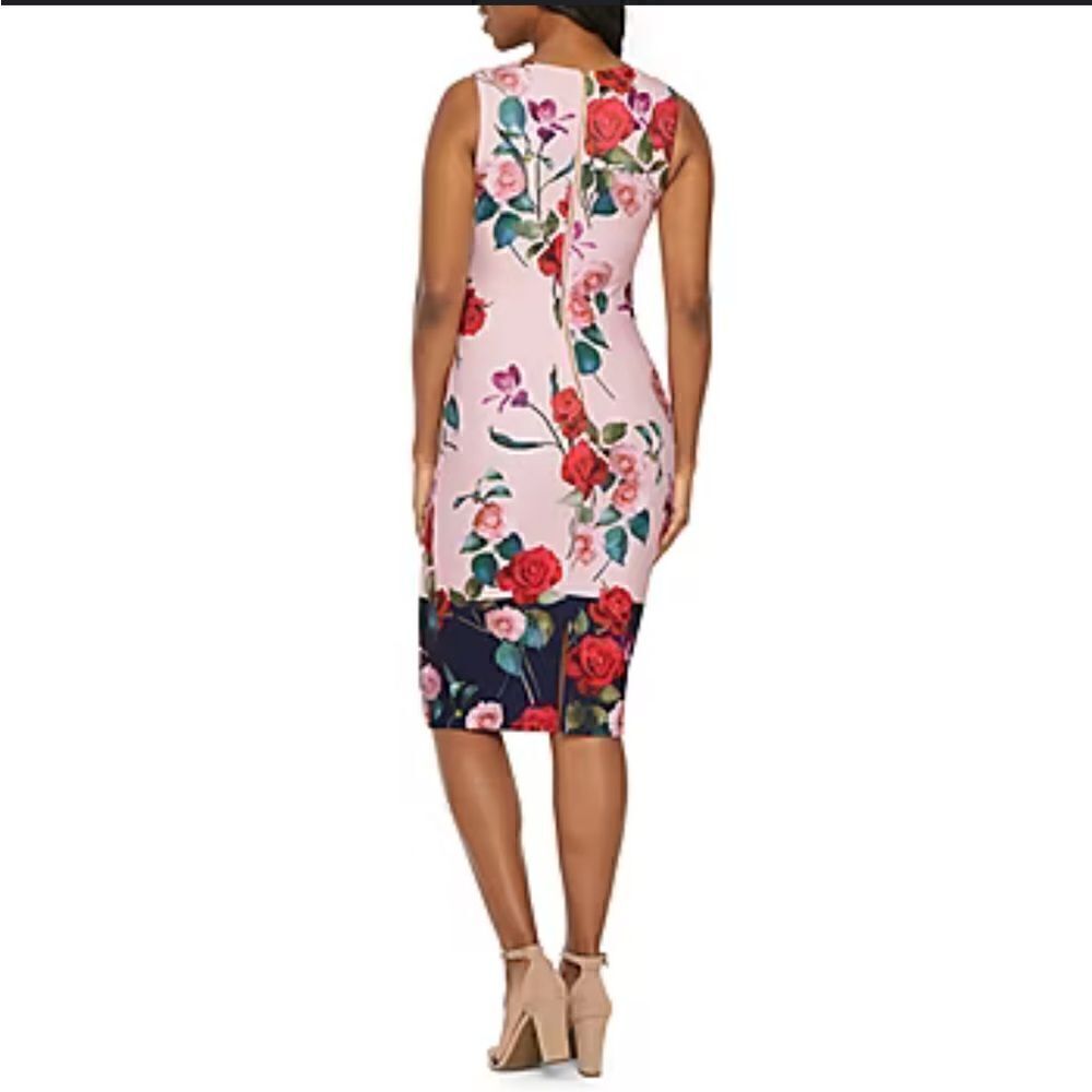 Premier Amour Sleeveless Sheath Dress Roses Allover Floral Pink Feminine